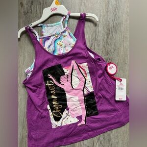 Justice Purple Gymnast Tank Top with built in bra